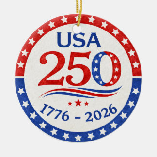 America 250 Sticker 1776 2026 Patriotic USA セラミックオーナメント