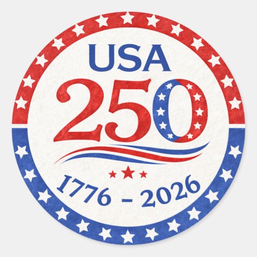 America 250 Sticker 1776 2026 Patriotic USA ラウンドシール (正面)