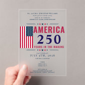 America 250 USA Flag Patriotic 4th of July Formal アクリル招待状 (インサイチュ (ポータブル))