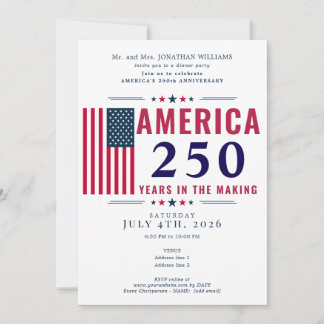America 250 USA Flag Patriotic 4th of July Formal 招待状