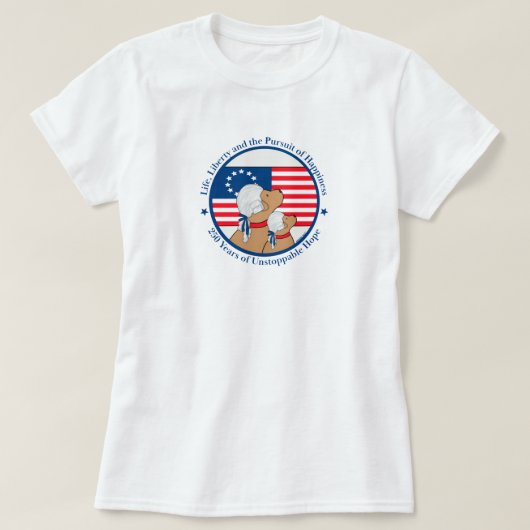 America 250 Year Founding Fathers Sh Sleeve Women Tシャツ (デザイン正面)