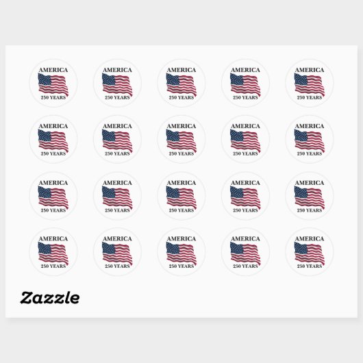 America 250 Years Flag ラウンドシール (シート)
