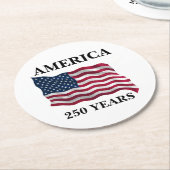America 250 Years Flag ラウンドペーパーコースター (アングル)