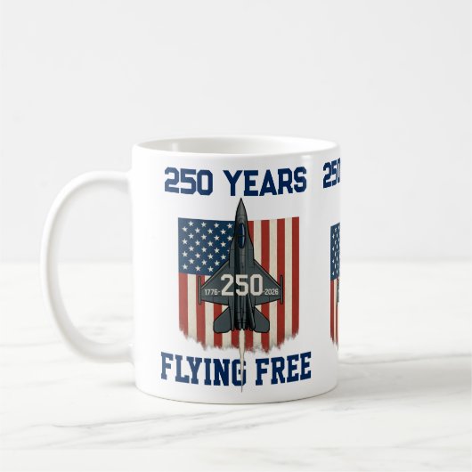 America 250 Years Flying Free Jet - 1776-2026 コーヒーマグカップ (左)