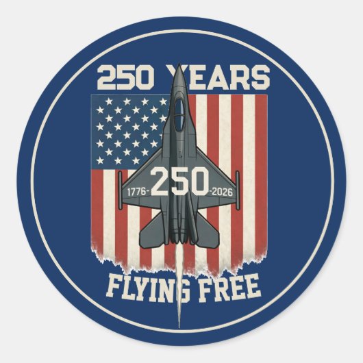 America 250 Years Flying Free Jet - 1776-2026 ラウンドシール (正面)