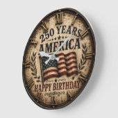 America 250 Years Happy Birthday ラージ壁時計 (傾斜)