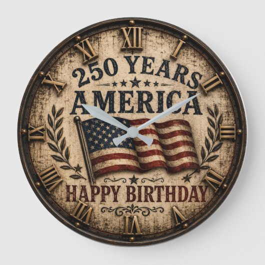 America 250 Years Happy Birthday ラージ壁時計 (正面)