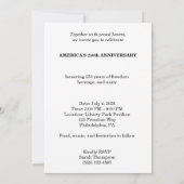 America 250 Years Liberty Patriotic Celebration 招待状 (裏面)