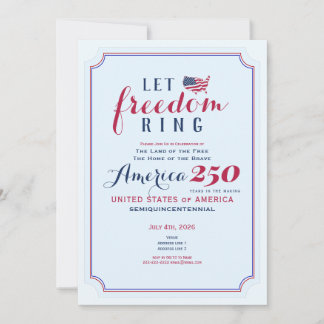 America 250 Years USA Anniversary Let Freedom Ring 招待状