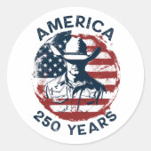 America 250th Anniversary Cowboy 1776-2026 ラウンドシール (正面)