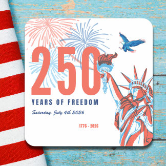 America 250th Anniversary Retro Statue of Liberty スクエアシール