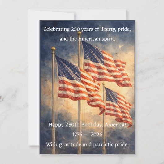 America 250th Birthday Fireworks Patriotic Card シーズンカード (正面)