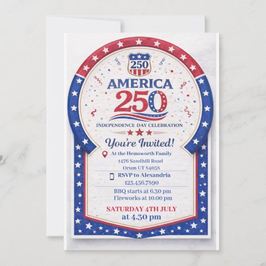 America 250th Independence Day Celebration 招待状 (正面)