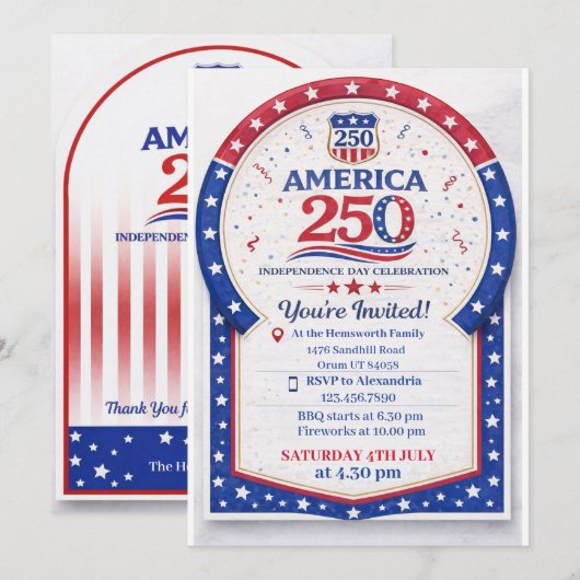 America 250th Independence Day Celebration 招待状 (正面/裏面)