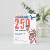 America 250th Retro Statue of Liberty Invitation ポストカード (スタンド正面)
