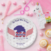 America 250th-Spirit of Freedom-White-Edit Text ペーパープレート (パーティー)