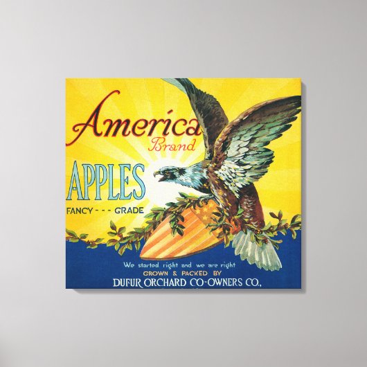 America Apple Crate LabelDufur、または キャンバスプリント (正面)