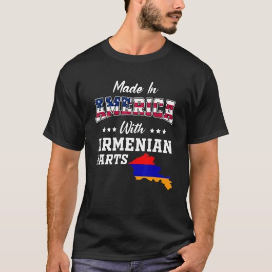 America Armenian Parts Armenia Map USA Flag Ancest Tシャツ (正面)