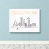 America Boston City Skyline, Boston Ma Us Skyline キャンバスプリント (インサイチュ (ウッドフロア))