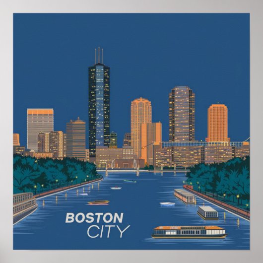 America Boston City Skyline, Boston Ma Us Skyline ポスター (正面)