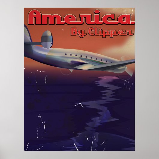 America by Clipper vintage travel poster ポスター (正面)