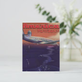 America by Clipper vintage travel poster ポストカード (スタンド正面)