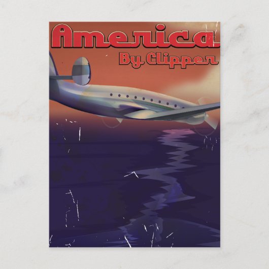 America by Clipper vintage travel poster ポストカード (正面)