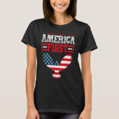 America First American Flag Patriotic US Flag 4th  Tシャツ (正面)