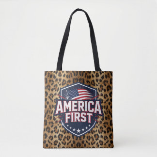 America First - Leopard Print - Tote トートバッグ
