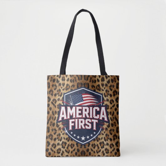 America First - Leopard Print - Tote トートバッグ (正面)
