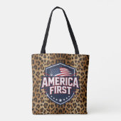 America First - Leopard Print - Tote トートバッグ (裏面)