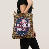 America First - Leopard Print - Tote トートバッグ (クローズアップ)