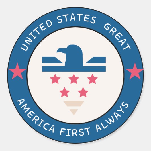 America First logo sticker ラウンドシール (正面)