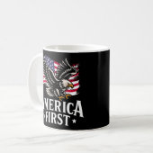 America First Patriotic Bald eagle July 4th コーヒーマグカップ (正面左)