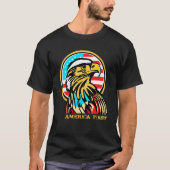 America First Patriotic Eagle Illustration 4th of  Tシャツ (正面)