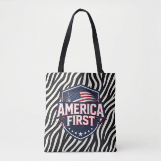 America First - Zebra Print - Tote トートバッグ