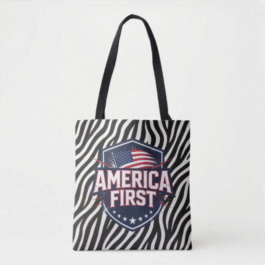 America First - Zebra Print - Tote トートバッグ (正面)