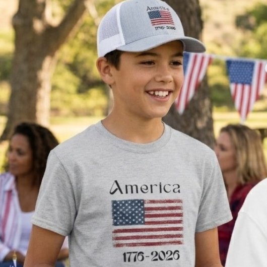 America Flag 1776 to 2026 Kids 250th Anniversary  Tシャツ