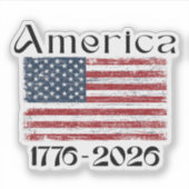 America Flag 1776 to 2026 USA 250th Anniversary  シール (正面)