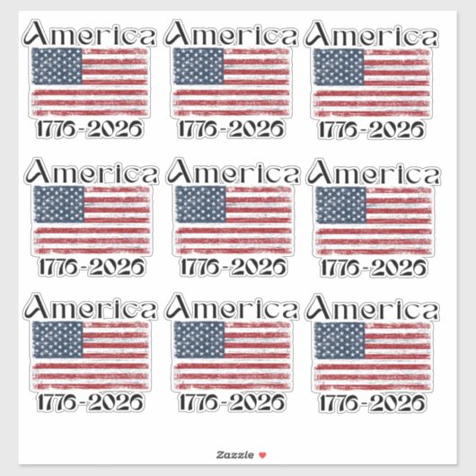 America Flag 1776 to 2026 USA 250th Anniversary  シール (シート)