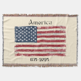 America Flag 1776 to 2026 USA 250th Anniversary  スローブランケット