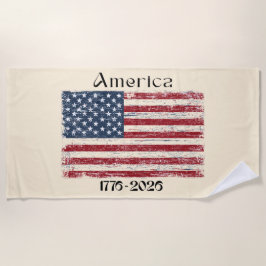 America Flag 1776 to 2026 USA 250th Anniversary  ビーチタオル