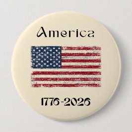 America Flag 1776 to 2026 USA 250th Anniversary  缶バッジ