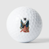 America flag and eagle patriotic custom monogram  ゴルフボール (正面)