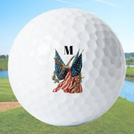 America flag and eagle patriotic custom monogram  ゴルフボール