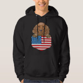America Flag Cocker Spaniel Dog In Pocket パーカ (正面)