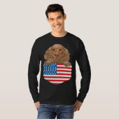 America Flag Cocker Spaniel Dog In Pocket Tシャツ (正面フル)