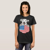 America Flag Dalmatian Dog In Pocket Tシャツ (正面フル)