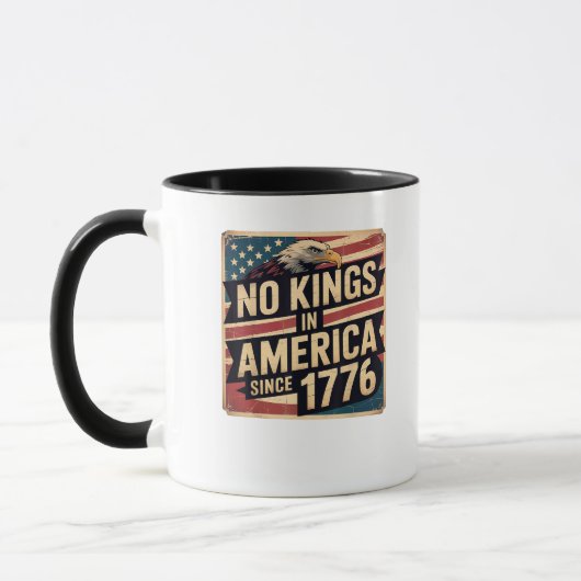 America Flag  Decor No Kings In America Since 1776 マグカップ (左)