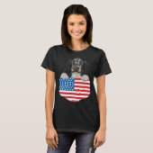 America Flag English Cocker Spaniel Dog In Pocket Tシャツ (正面フル)